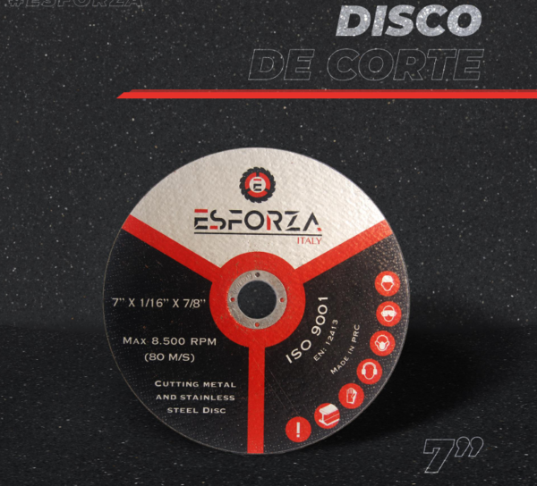 DISCO DE CORTE T1 ESFORZA 7"x1/6"x7/8"